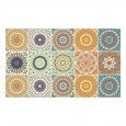 Ulticool Decoratie Sticker Tegels - Mandala Zon Bloem Oranje Groen Blauw  - 15x15 cm - 15 stuks Zelfklevende Plakfolie Tegelstickers - Achterwand voor de Muur Badkamer - Keukenwand Keuken - Plaktegels Zelfklevend - Sticktiles
