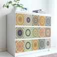 Ulticool Decoratie Sticker Tegels - Mandala Zon Bloem Oranje Groen Blauw  - 15x15 cm - 15 stuks Zelfklevende Plakfolie Tegelstickers - Achterwand voor de Muur Badkamer - Keukenwand Keuken - Plaktegels Zelfklevend - Sticktiles