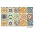 Ulticool Decoratie Sticker Tegels - Mandala Zon Bloem Oranje Groen Blauw  - 15x15 cm - 15 stuks Zelfklevende Plakfolie Tegelstickers - Achterwand voor de Muur Badkamer - Keukenwand Keuken - Plaktegels Zelfklevend - Sticktiles