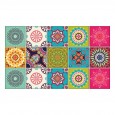 Ulticool Decoratie Sticker Tegels - Mandala Groen Beige Blauw lichtgroen Roze - 15x15 cm - 15 stuks Zelfklevende Plakfolie Tegelstickers - Achterwand voor de Muur Badkamer - Keukenwand Keuken - Plaktegels Zelfklevend - Sticktiles