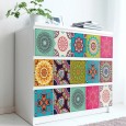 Ulticool Decoratie Sticker Tegels - Mandala Groen Beige Blauw lichtgroen Roze - 15x15 cm - 15 stuks Zelfklevende Plakfolie Tegelstickers - Achterwand voor de Muur Badkamer - Keukenwand Keuken - Plaktegels Zelfklevend - Sticktiles