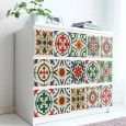 Ulticool Decoratie Sticker Tegels - Mandala Rood Blauw Groen Beige - 15x15 cm - 15 stuks Zelfklevende Plakfolie Tegelstickers - Achterwand voor de Muur Badkamer - Keukenwand Keuken - Plaktegels Zelfklevend - Sticktiles