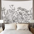 Ulticool - Natuur Bloemen  Vintage Zwart Wit - Wandkleed - 200x150 cm - Groot wandtapijt - Poster