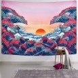 Ulticool - Natuur Golven Zon Zee - Wandkleed - 200x150 cm - Groot wandtapijt - Poster - Roze