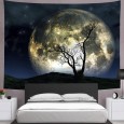 Ulticool - Natuur Volle Maan Nacht Boom - Wandkleed - 200x150 cm - Groot wandtapijt - Poster