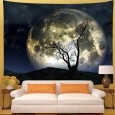 Ulticool - Natuur Volle Maan Nacht Boom - Wandkleed - 200x150 cm - Groot wandtapijt - Poster