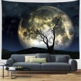 Ulticool - Natuur Volle Maan Nacht Boom - Wandkleed - 200x150 cm - Groot wandtapijt - Poster