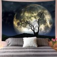 Ulticool - Natuur Volle Maan Nacht Boom - Wandkleed - 200x150 cm - Groot wandtapijt - Poster