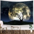 Ulticool - Natuur Volle Maan Nacht Boom - Wandkleed - 200x150 cm - Groot wandtapijt - Poster