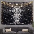 Ulticool - Skelet Zon Natuur Chakra Tarot Heelal Zwart Wit  - Wandkleed - 200x150 cm - Groot wandtapijt - Poster