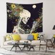 Ulticool - Skelet Bloemen Psychedelisch Natuur - Wandkleed - 200x150 cm - Groot wandtapijt - Poster 