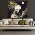 Ulticool - Skelet Bloemen Psychedelisch Natuur - Wandkleed - 200x150 cm - Groot wandtapijt - Poster 