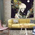 Ulticool - Skelet Bloemen Psychedelisch Natuur - Wandkleed - 200x150 cm - Groot wandtapijt - Poster 