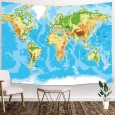 Ulticool - Wereldkaart Wanddecoratie  - Wandkleed - 200x150 cm - Groot wandtapijt - Poster 