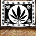 Ulticool - Wiet Cannabis Natuur - Wandkleed - 200x150 cm - Groot wandtapijt accessoire - Poster - Zwart/Wit