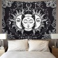 Ulticool - Zon Maan Zodiac Tarot Natuur Bohemian - Wandkleed - 200x150 cm - Groot wandtapijt - Poster - Zwart/Wit