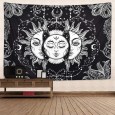 Ulticool - Zon Maan Zodiac Tarot Natuur Bohemian - Wandkleed - 200x150 cm - Groot wandtapijt - Poster - Zwart/Wit