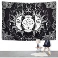 Ulticool - Zon Maan Zodiac Tarot Natuur Bohemian - Wandkleed - 200x150 cm - Groot wandtapijt - Poster - Zwart/Wit