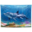 Ulticool - Dolfijn Zee Koraal Dolfijnen - Wandkleed - 200x150 cm - Groot wandtapijt - Poster