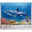 Ulticool - Dolfijn Zee Koraal Dolfijnen - Wandkleed - 200x150 cm - Groot wandtapijt - Poster