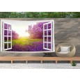 Ulticool - Doorkijk Bloemen Lavendel Natuur - Wandkleed  Poster - 200x150 cm - Groot wandtapijt -  Tuinposter Tapestry 
