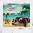 Ulticool - Frankrijk Strand Vintage Retro Roadtrip - Wandkleed - 200x150 cm - Groot wandtapijt - Poster