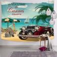 Ulticool - Frankrijk Strand Vintage Retro Roadtrip - Wandkleed - 200x150 cm - Groot wandtapijt - Poster