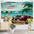 Ulticool - Frankrijk Strand Vintage Retro Roadtrip - Wandkleed - 200x150 cm - Groot wandtapijt - Poster