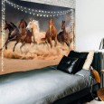 Ulticool - Paarden Zand Natuur Dieren - Wandkleed - 200x150 cm - Groot wandtapijt - Poster