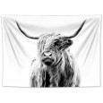 Ulticool - Schotse Hooglander Zwart Wit - Wandkleed - 200x150 cm - Groot wandtapijt - Poster