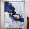 Ulticool Douchegordijn - Marmer Goud Abstract Kunst - 180 x 200 cm - met 12 ringen - Blauw