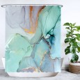 Ulticool Douchegordijn - Marmer Groen Blauw Aquarel - 180 x 200 cm - met 12 ringen 