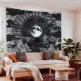 Ulticool - Maan Sterren Natuur Wolken Bohemian Psychedelische bergen - Wandkleed - 200x150 cm - Groot wandtapijt - Poster