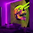 Ulticool - Skelet - Glow in de Dark - Blacklight Party Wandkleed Achtergronddoek - 200x150 cm - Backdrop UV Lamp Reactive - Groot wandtapijt - Poster - Neon Verlichting