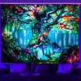 Ulticool -  Sprookjesboom - Glow in the Dark - Blacklight Party Wandkleed Achtergronddoek - 200x150 cm - Backdrop UV Lamp Reactive - Groot wandtapijt - Poster - Neon Verlichting 
