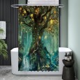 Ulticool Douchegordijn - Sprookje Elf Boom Magisch Bos Natuur - 120 x 180 cm - met 8 ringen - Groen 