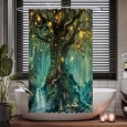Ulticool Douchegordijn - Sprookje Elf Boom Magisch Bos Natuur - 120 x 180 cm - met 8 ringen - Groen 