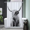 Ulticool Douchegordijn - Schotse Hooglander Zwart Wit - 120 x 180 cm - met 8 ringen 