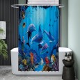 Ulticool Douchegordijn - Dolfijn Zee Vissen Aquarium - 120 x 180 cm - met 8 ringen 