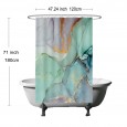 Ulticool Douchegordijn - Marmer Groen Blauw Aquarel - 120 x 180 cm - met 8 ringen - Pastel