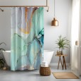 Ulticool Douchegordijn - Marmer Groen Blauw Aquarel - 120 x 180 cm - met 8 ringen - Pastel