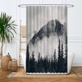 Ulticool Douchegordijn - Bergen Natuur Mistig Bos  - 120 x 180 cm - met 8 ringen - Zwart Wit 