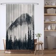 Ulticool Douchegordijn - Bergen Natuur Mistig Bos  - 120 x 180 cm - met 8 ringen - Zwart Wit 